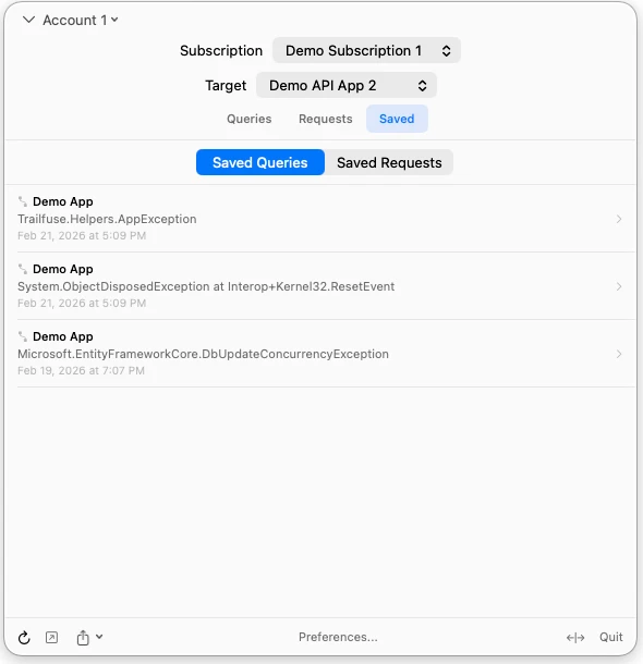 Saved queries (light)